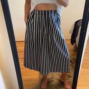 Navy and cream midi skirt